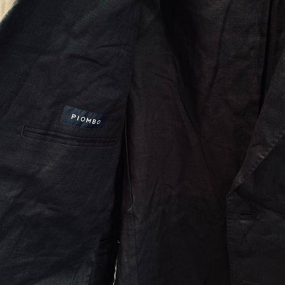 NWT Piombo Men’s Black Unlined Linen Style Blazer w/Flap Pockets; Size 40 - Picture 9 of 14